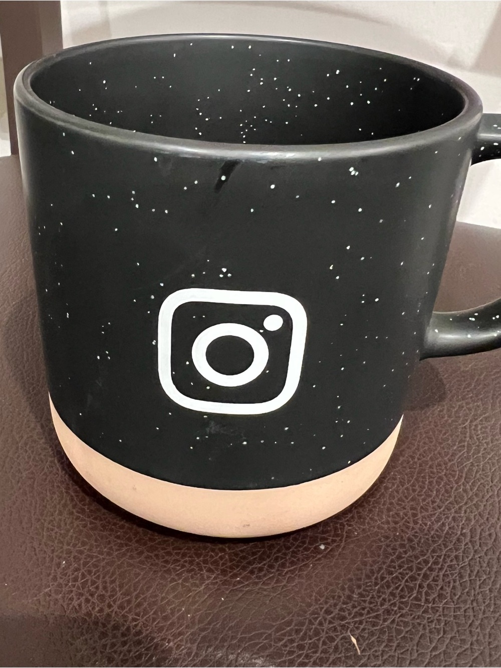 Instagram Employee Logo Speckled Black & Tan Mug